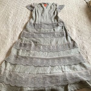 Sundance Vision in Grey Layered Linen & Lace Dress